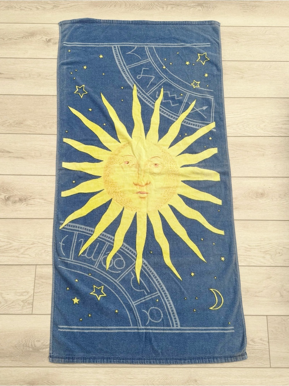 Vintage 90s Celestial Sun Moon Beach Towel